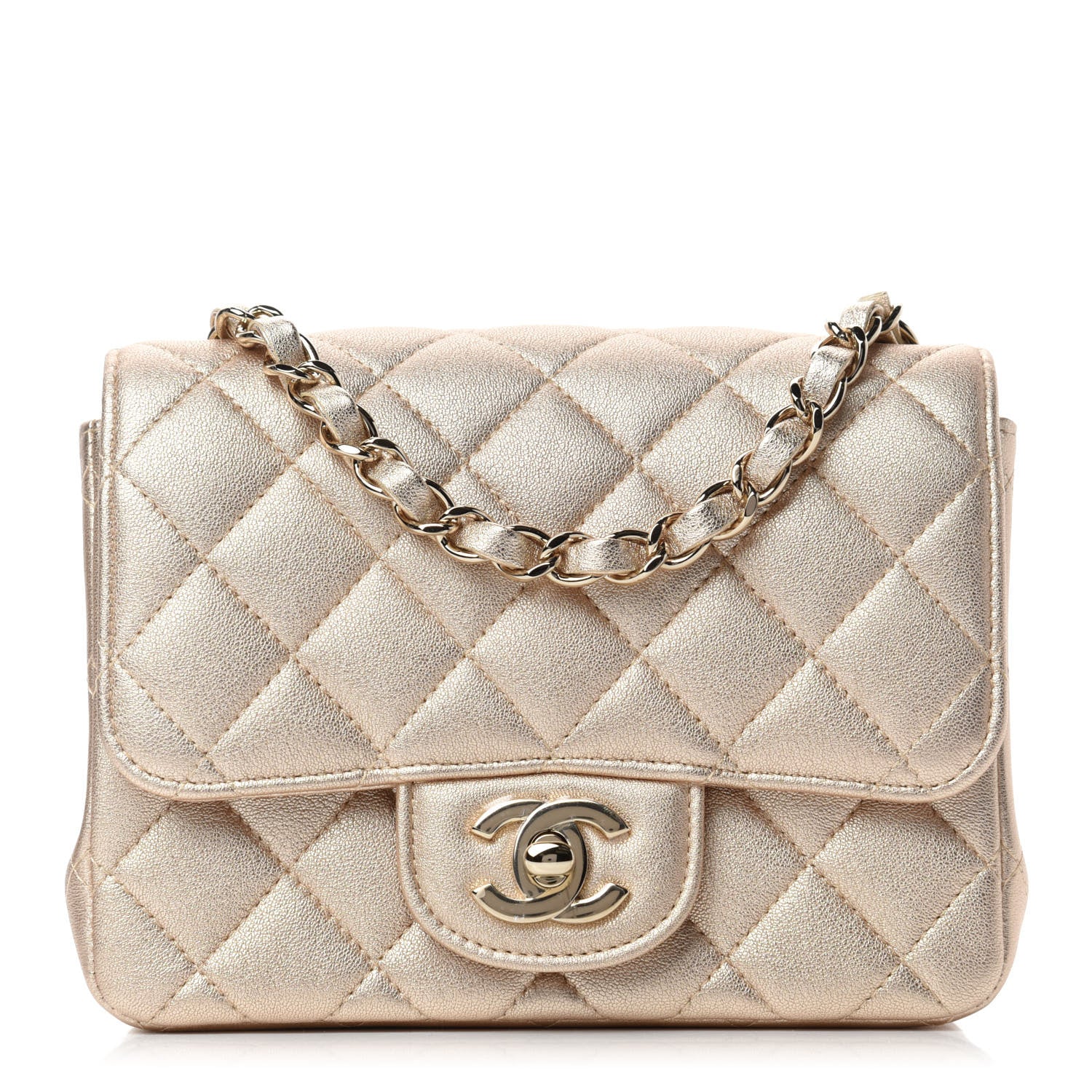 Chanel Metallic Lambskin Quilted Mini Square Flap Gold 1 of 10