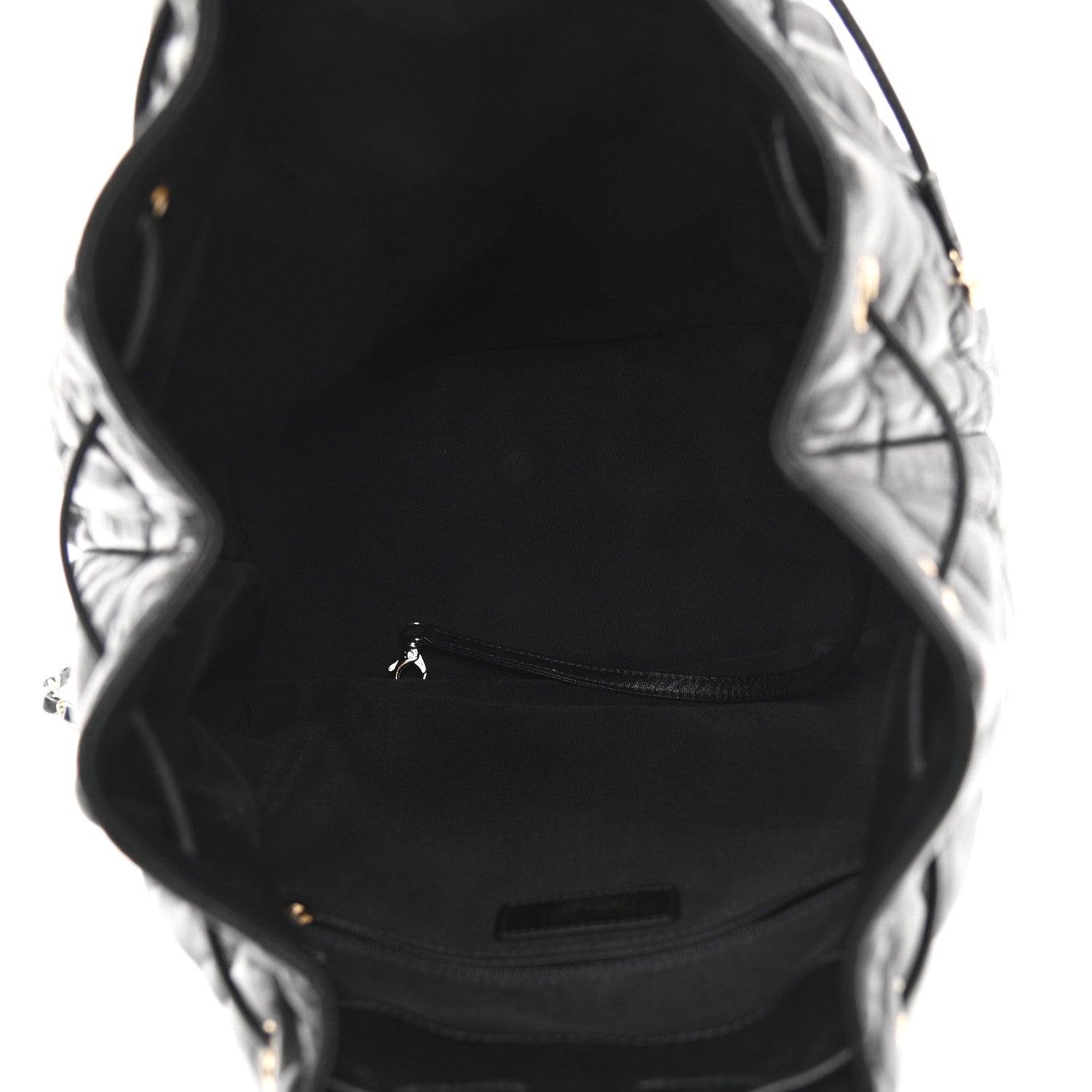 Chanel Lambskin Quilted Drawstring Backpack Black 5 of 12