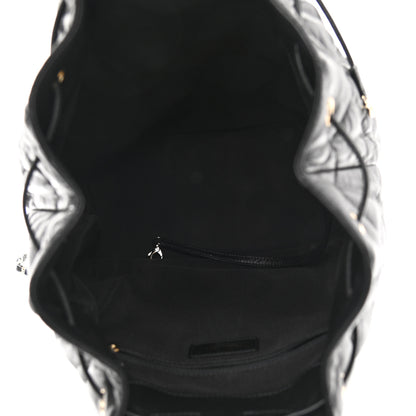 Chanel Lambskin Quilted Drawstring Backpack Black 5 of 12