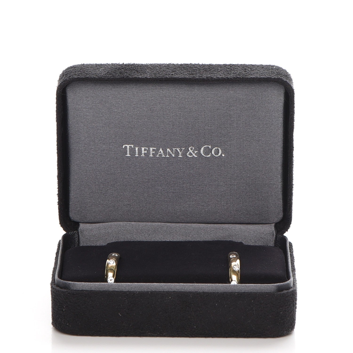 Tiffany 18K Yellow Gold Platinum Diamond Etoile Half Hoop Earrings 6 of 6