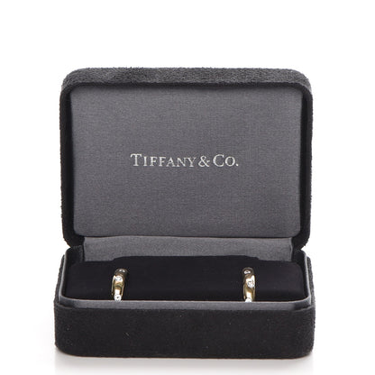Tiffany 18K Yellow Gold Platinum Diamond Etoile Half Hoop Earrings 6 of 6