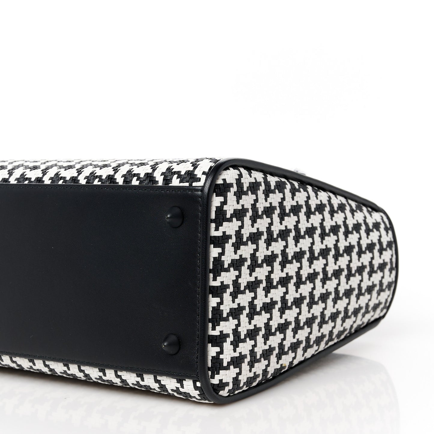 Calfskin Houndstooth Embroidered Medium Lady Dior Black White