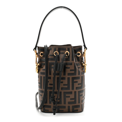 Fendi Vitello Liberty F is Fendi Bi-Color FF 1974 Embossed Mini Mon Tresor Bucket Bag Maya Black 2 of 19