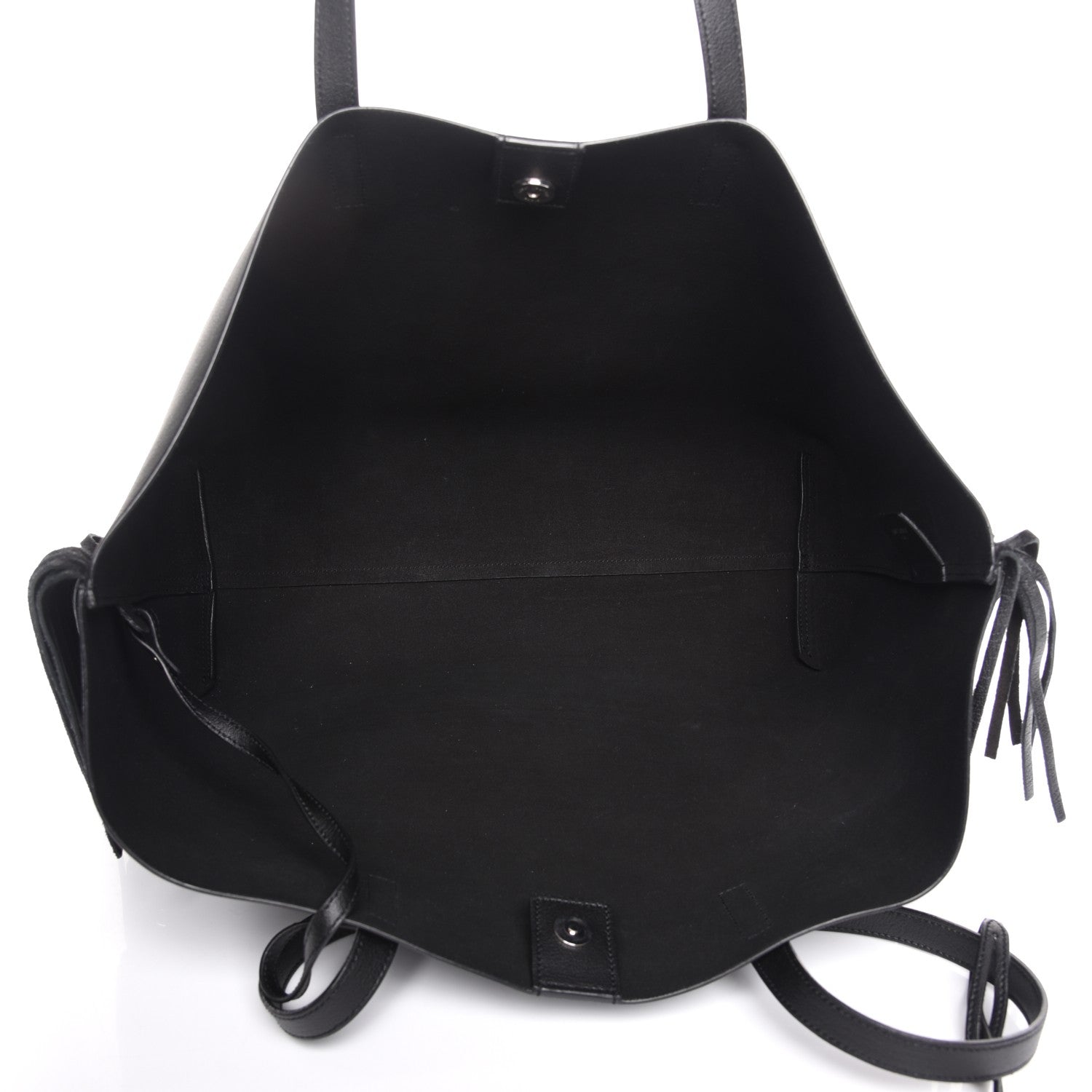 Saint Laurent Calfskin Large Fringe Shopping Tote Black 6 of 9