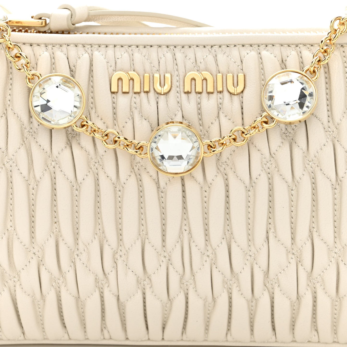 Nappa Matelasse Crystal Mini Shoulder Bag White