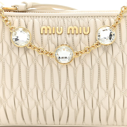 Miu Miu Nappa Matelasse Crystal Mini Shoulder Bag White 9 of 11