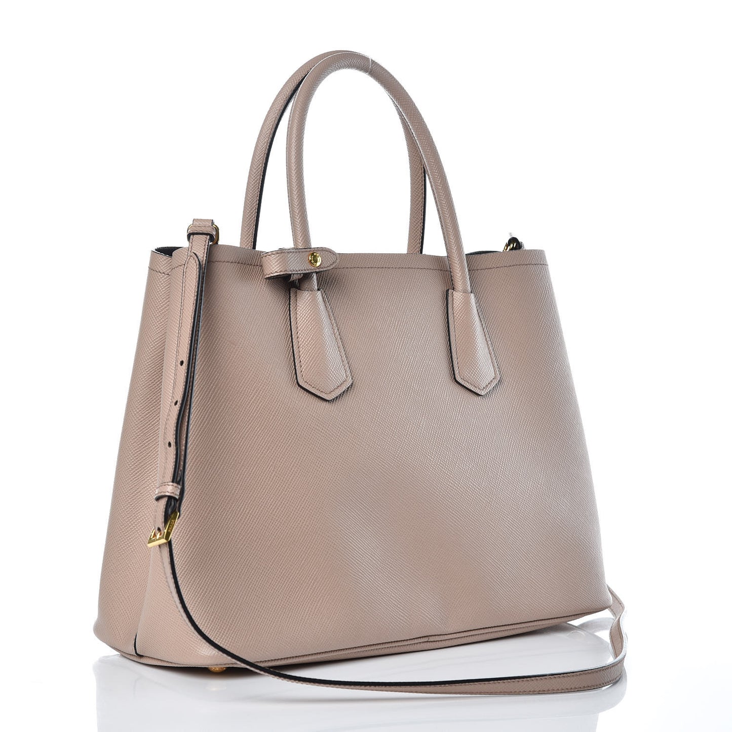 Saffiano Cuir Medium Double Bag Cammeo Black