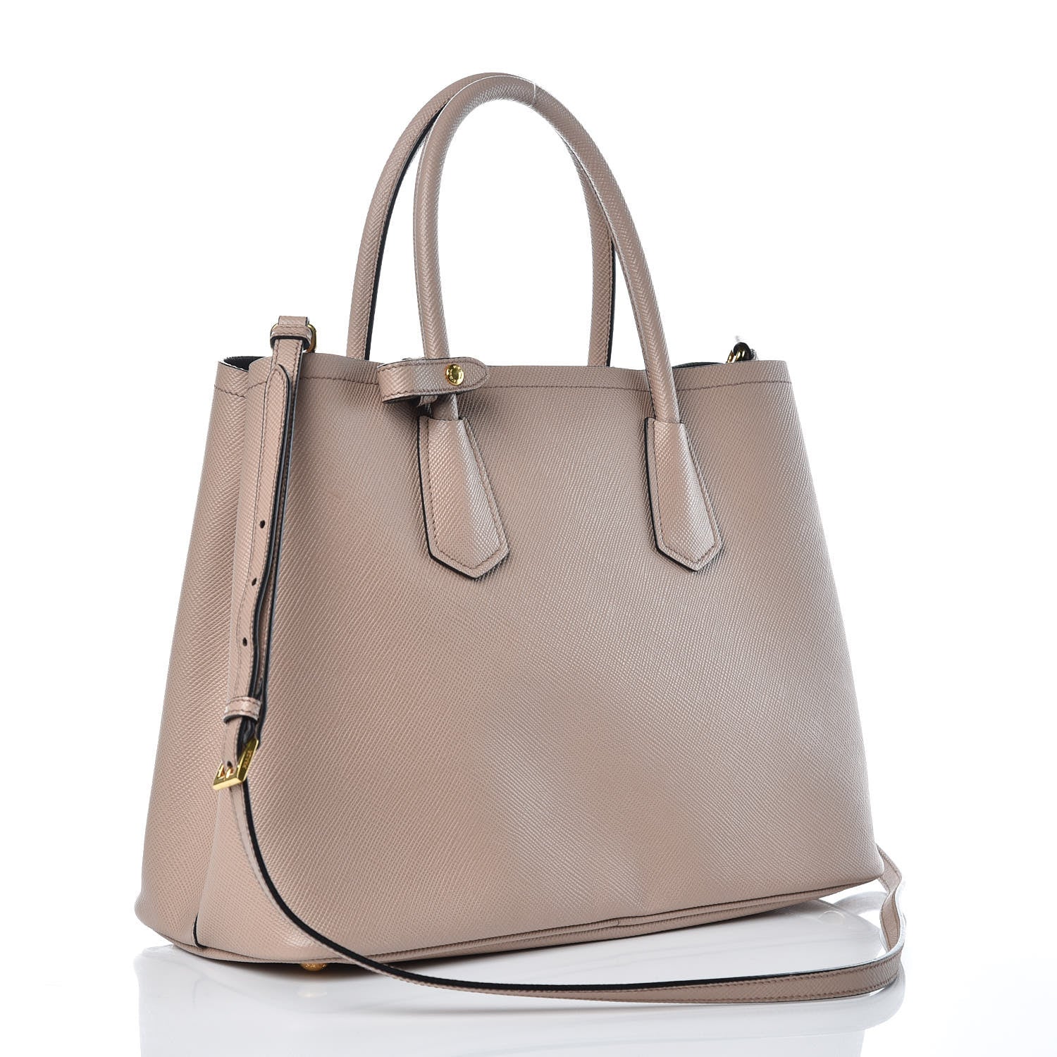 Prada Saffiano Cuir Medium Double Bag Cammeo Black 3 of 10