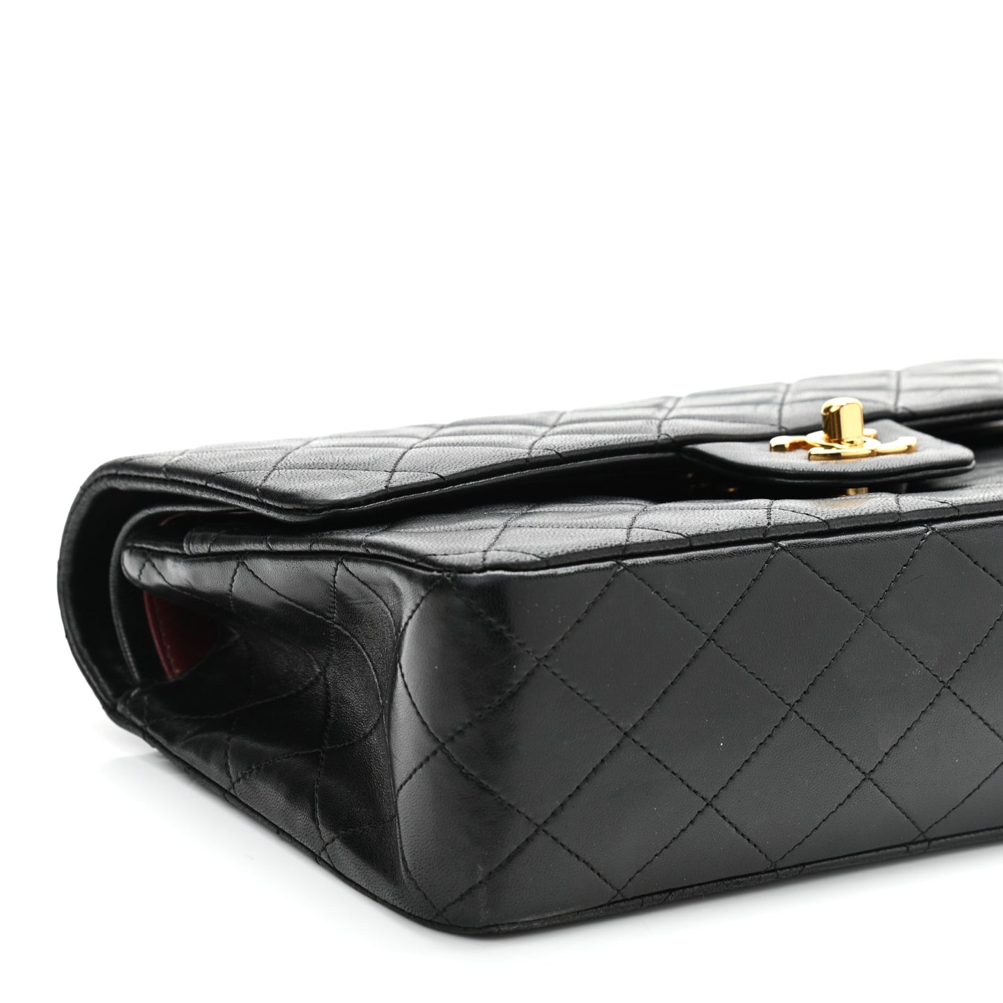 Lambskin Quilted Medium Double Flap Black