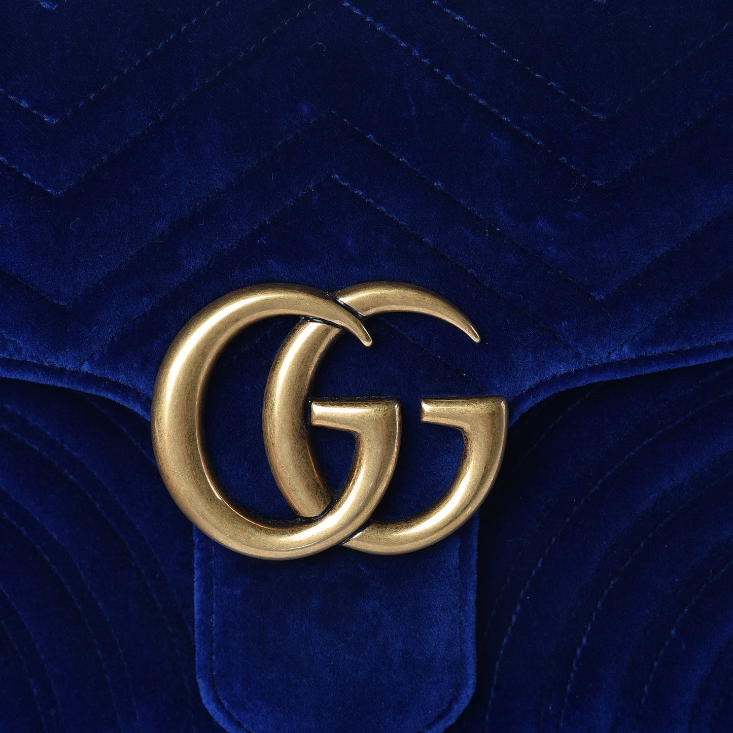Velvet Matelasse Medium GG Marmont Shoulder Bag Cobalt Blue