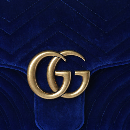 Gucci Velvet Matelasse Medium GG Marmont Shoulder Bag Cobalt Blue 10 of 10
