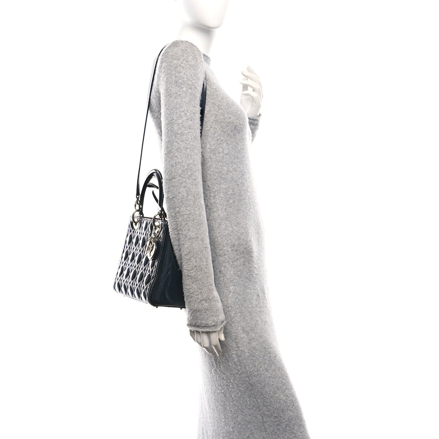 Christian Dior Patent Cannage Medium Lady Dior Navy Blue 2 of 13