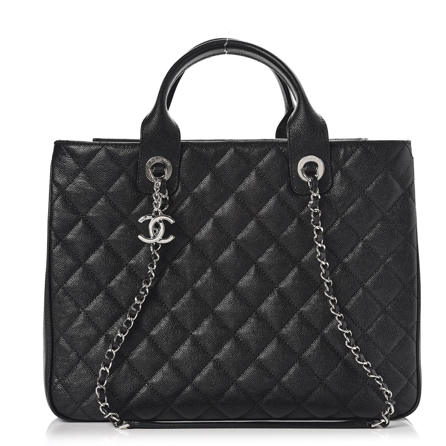 Caviar Quilted Large Urban Companion Top Handle Shopping Tote Black