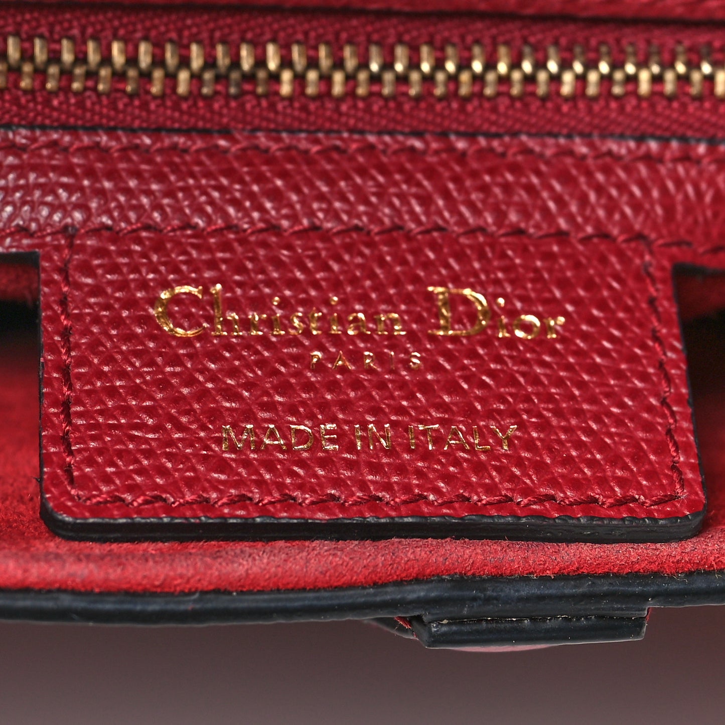Grained Calfskin Saddle Bag Red