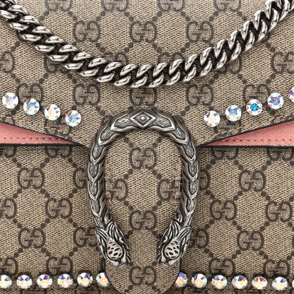 Gucci GG Supreme Monogram Suede Crystal Small Dionysus Shoulder Bag Beige Ebony Light Peonia 7 of 9