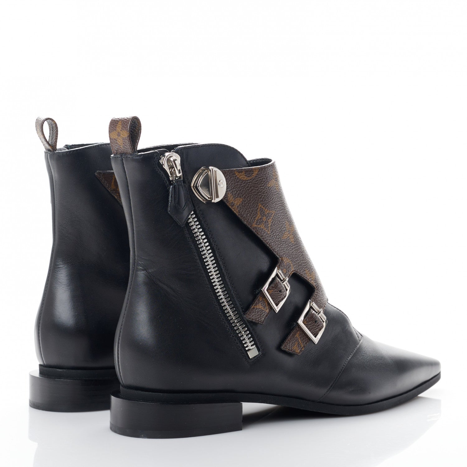 Louis Vuitton Calfskin Monogram Jumble Flat Ankle Boots 40 Black 4 of 8