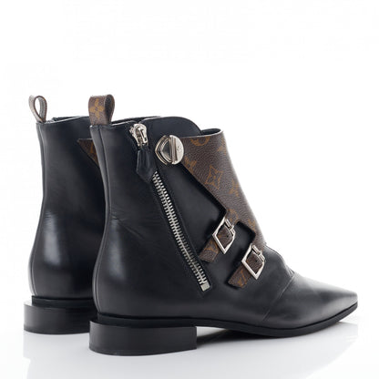 Louis Vuitton Calfskin Monogram Jumble Flat Ankle Boots 40 Black 4 of 8