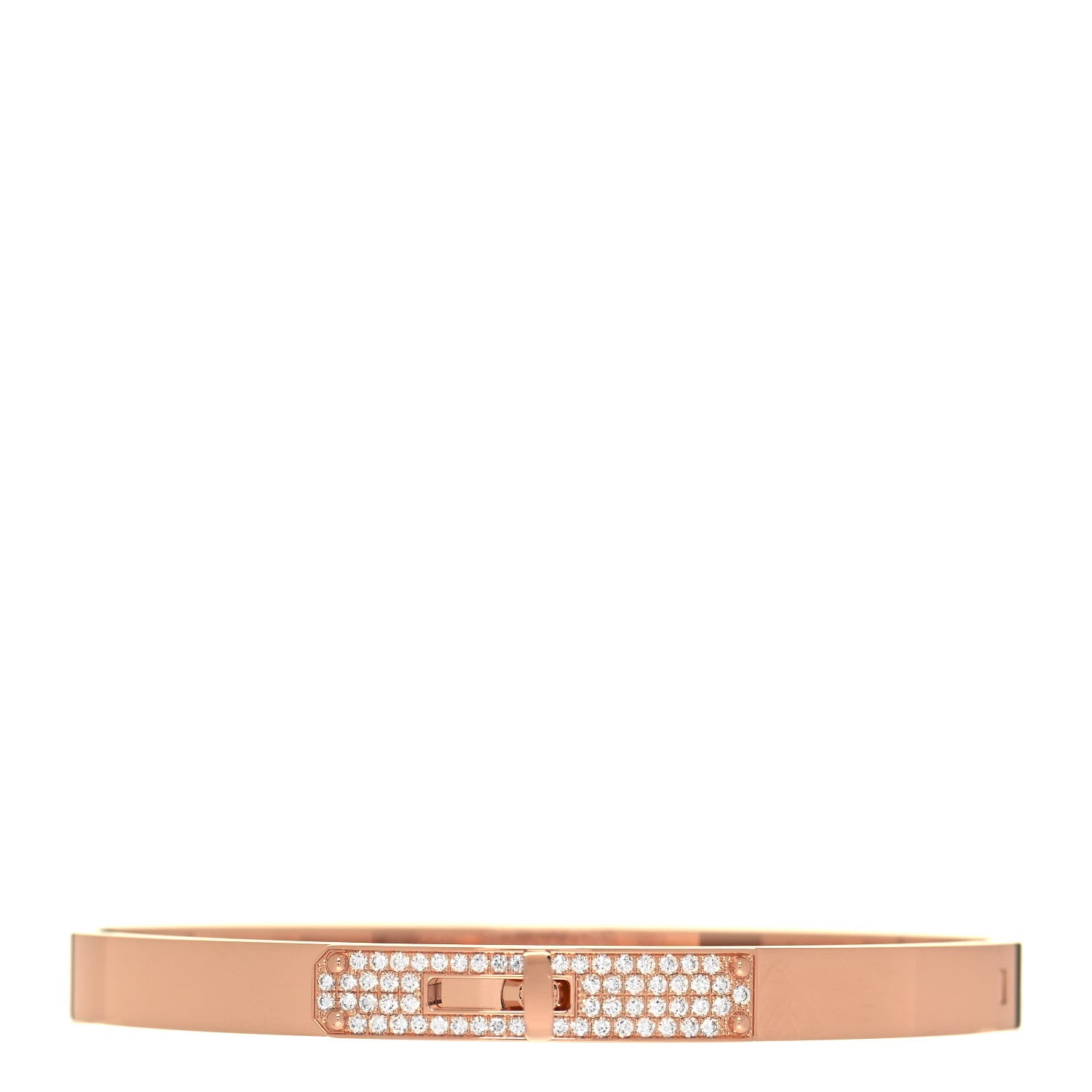Hermes 18K Rose Gold Diamond PM Kelly Pave Bracelet SH 1 of 4