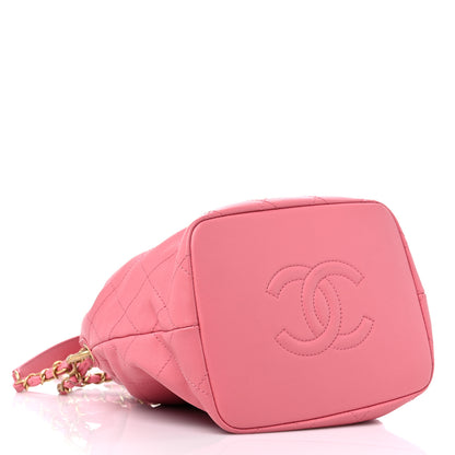 Chanel Lambskin Stitched Drawstring Bag Pink 4 of 10