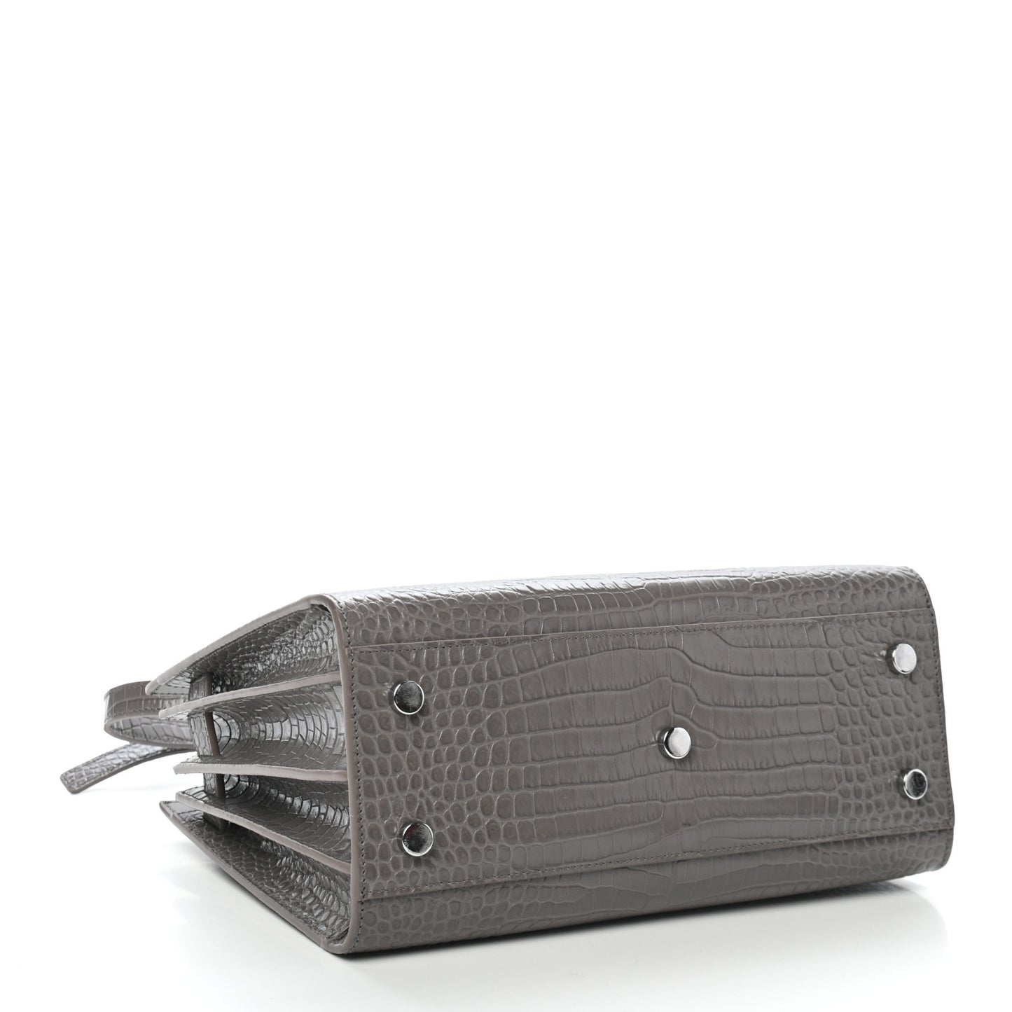 Calfskin Crocodile Embossed Baby Sac De Jour Fog