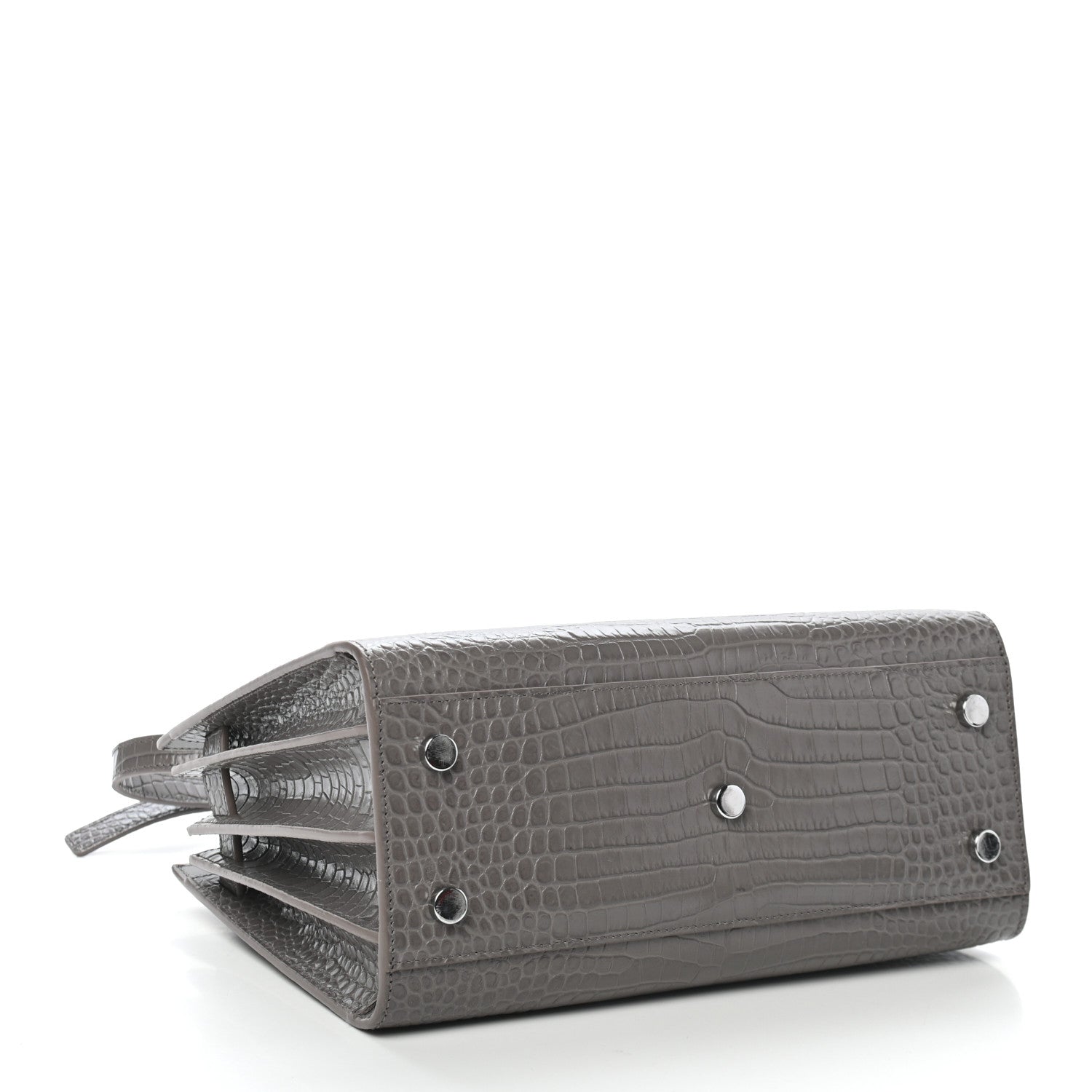 Saint Laurent Calfskin Crocodile Embossed Baby Sac De Jour Fog 4 of 10