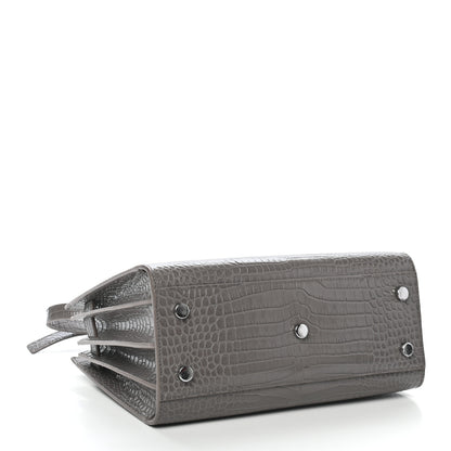 Saint Laurent Calfskin Crocodile Embossed Baby Sac De Jour Fog 4 of 10