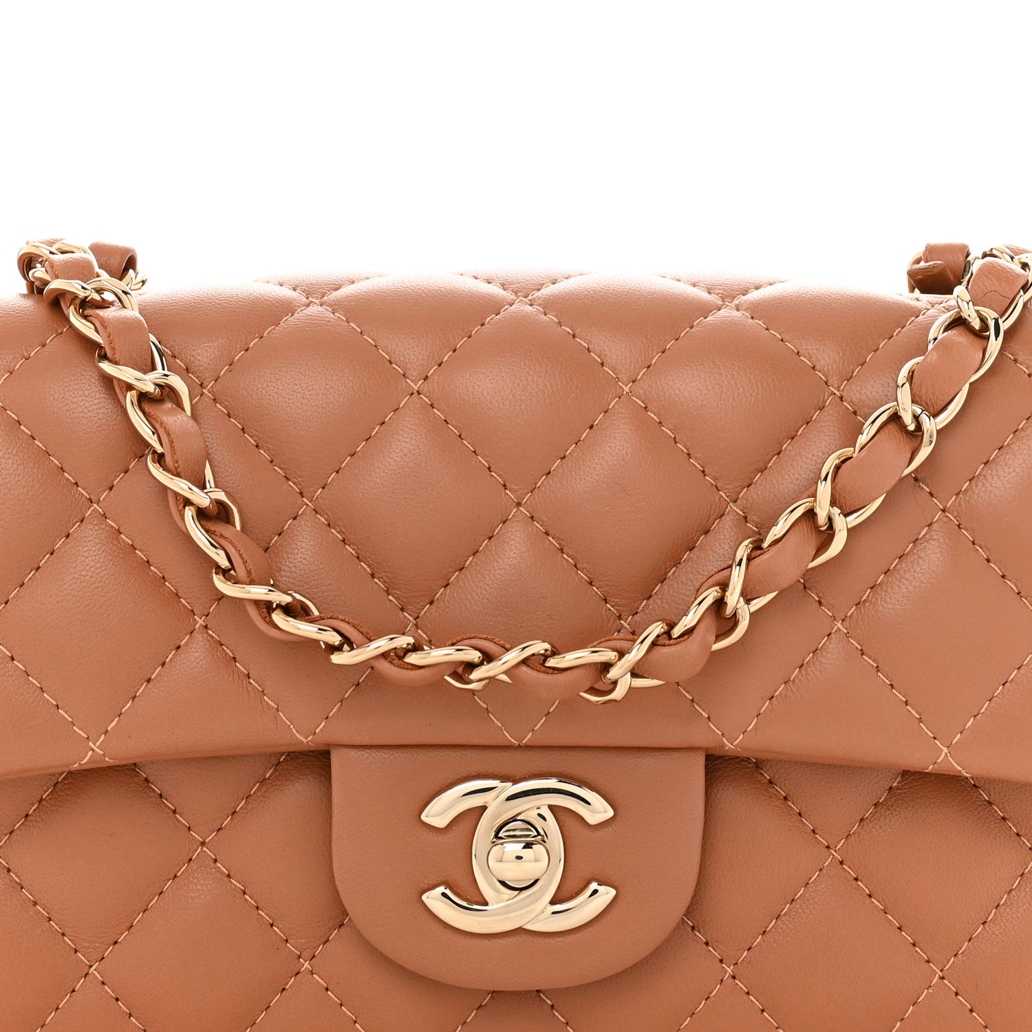 Chanel Lambskin Quilted Mini Rectangular Flap Brown 8 of 10