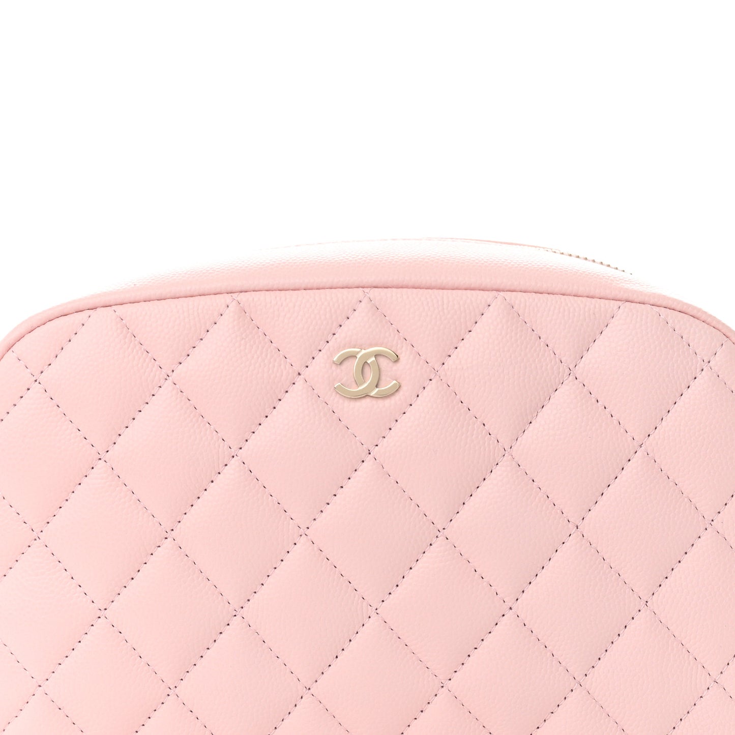 Caviar Quilted Medium Curvy Pouch Cosmetic Case Light Pink
