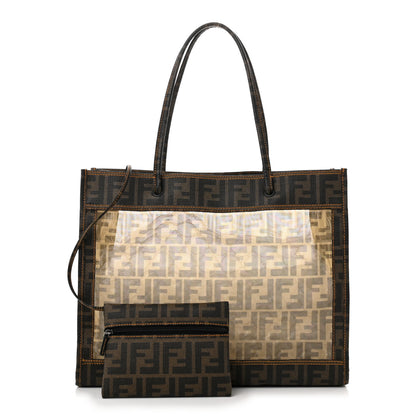 Fendi Mesh Glazed Fabric FF 1974 Tote Tobacco 3 of 11