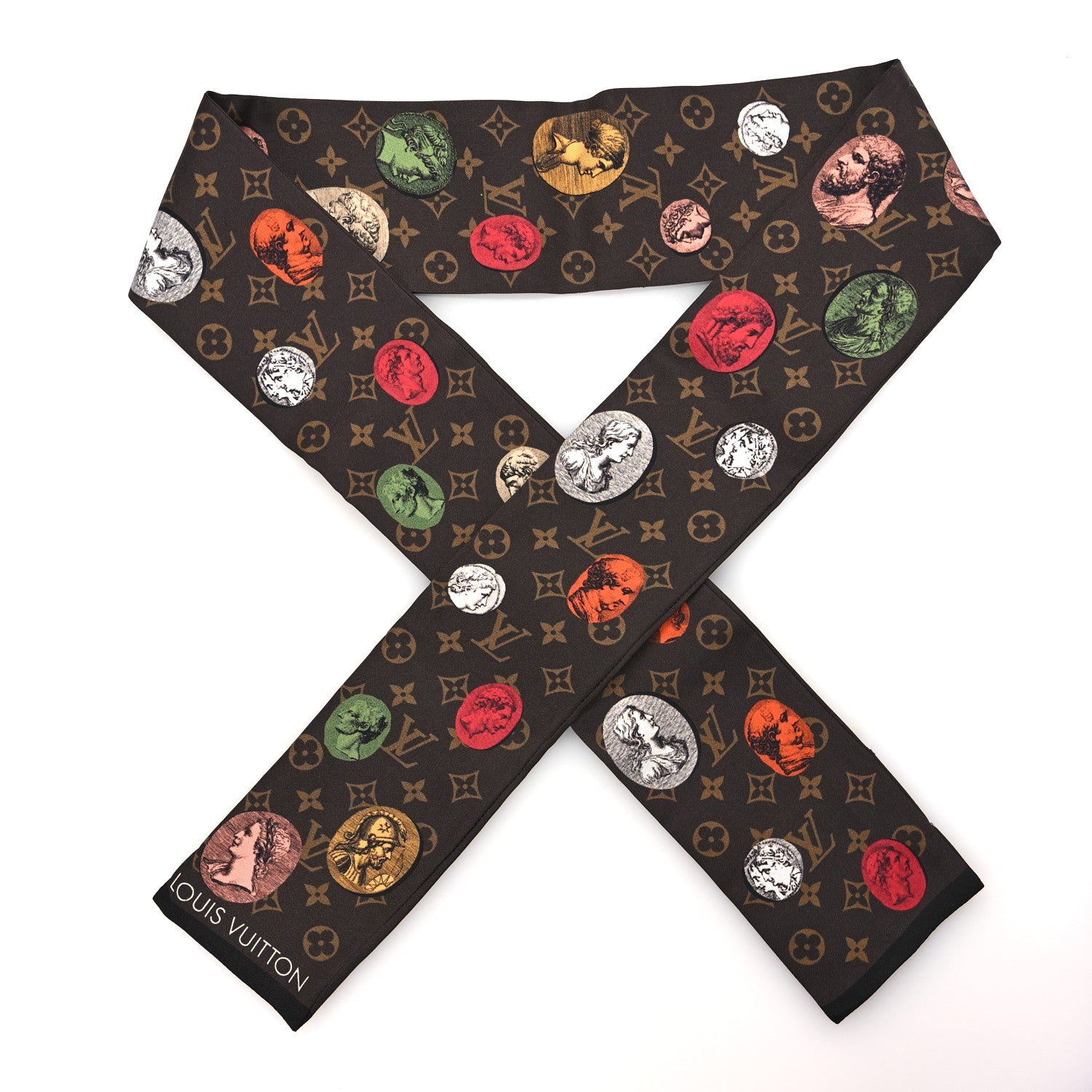 Louis Vuitton x FORNASETTI Silk Monogram Cameo Bandeau Brown 1 of 4