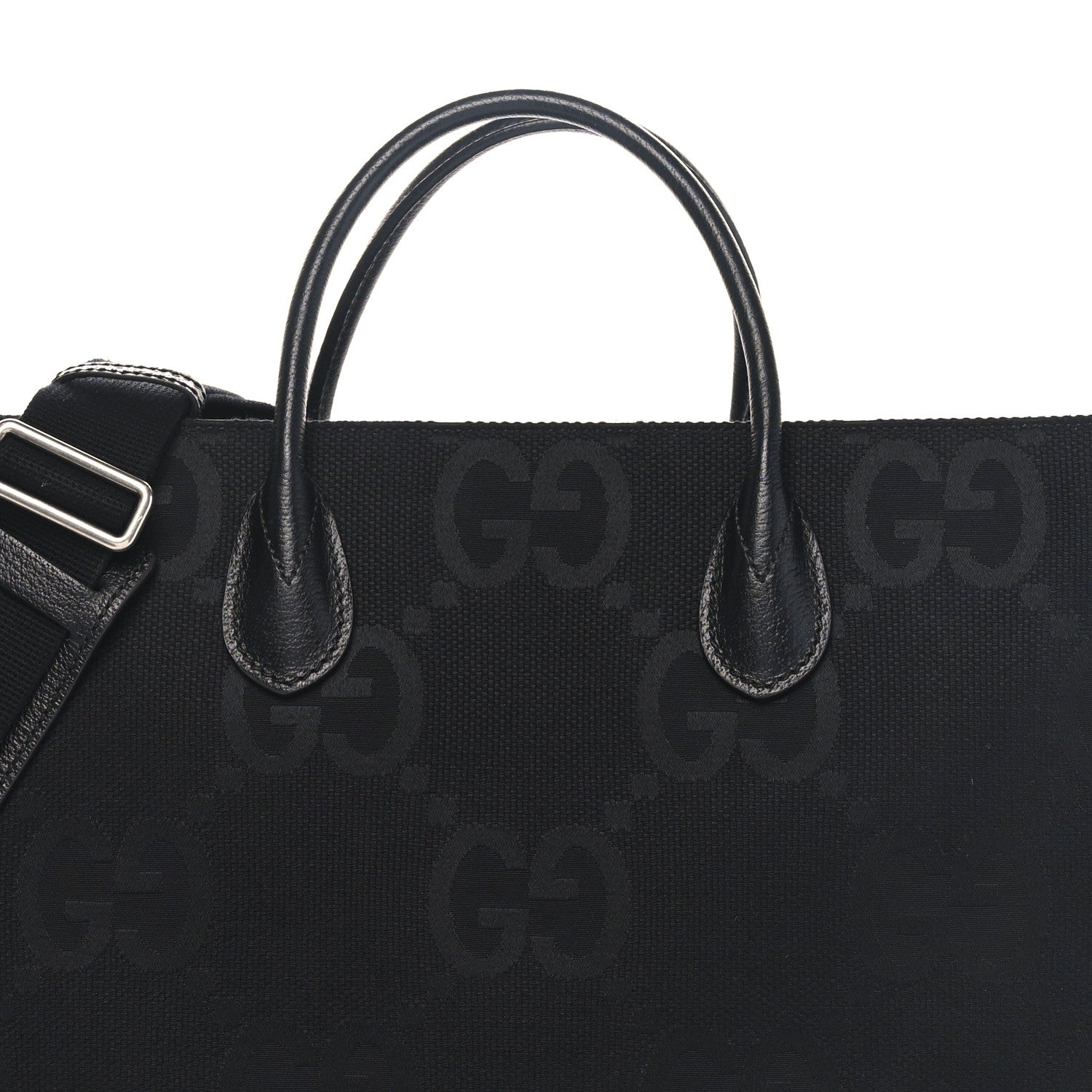 Gucci Monogram Jumbo GG Textured Dollar Calfskin Tote Bag Black 8 of 15