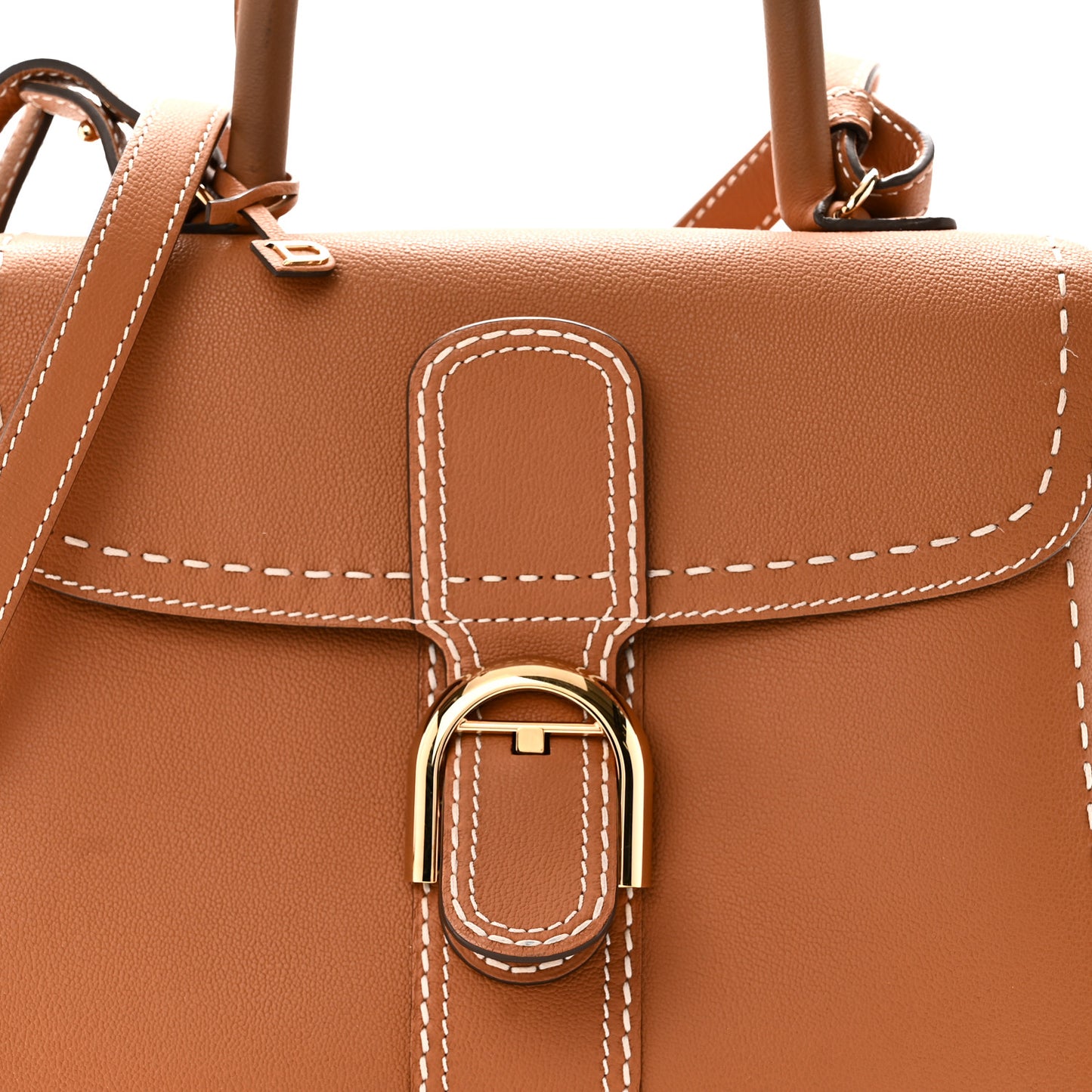 Grained Calfskin Rodeo Surpique MM Brillant Satchel Vegetal Ivory