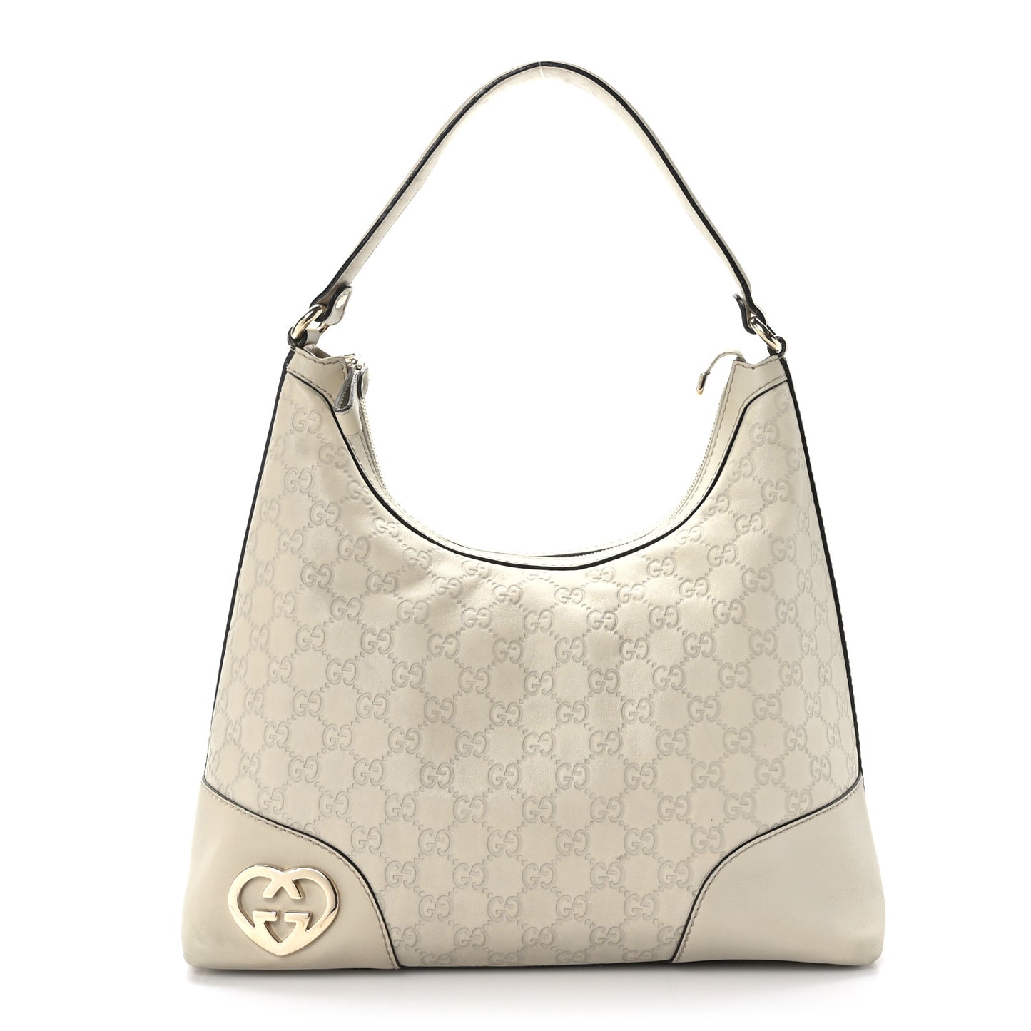 Guccissima Medium Lovely Heart Hobo Off White