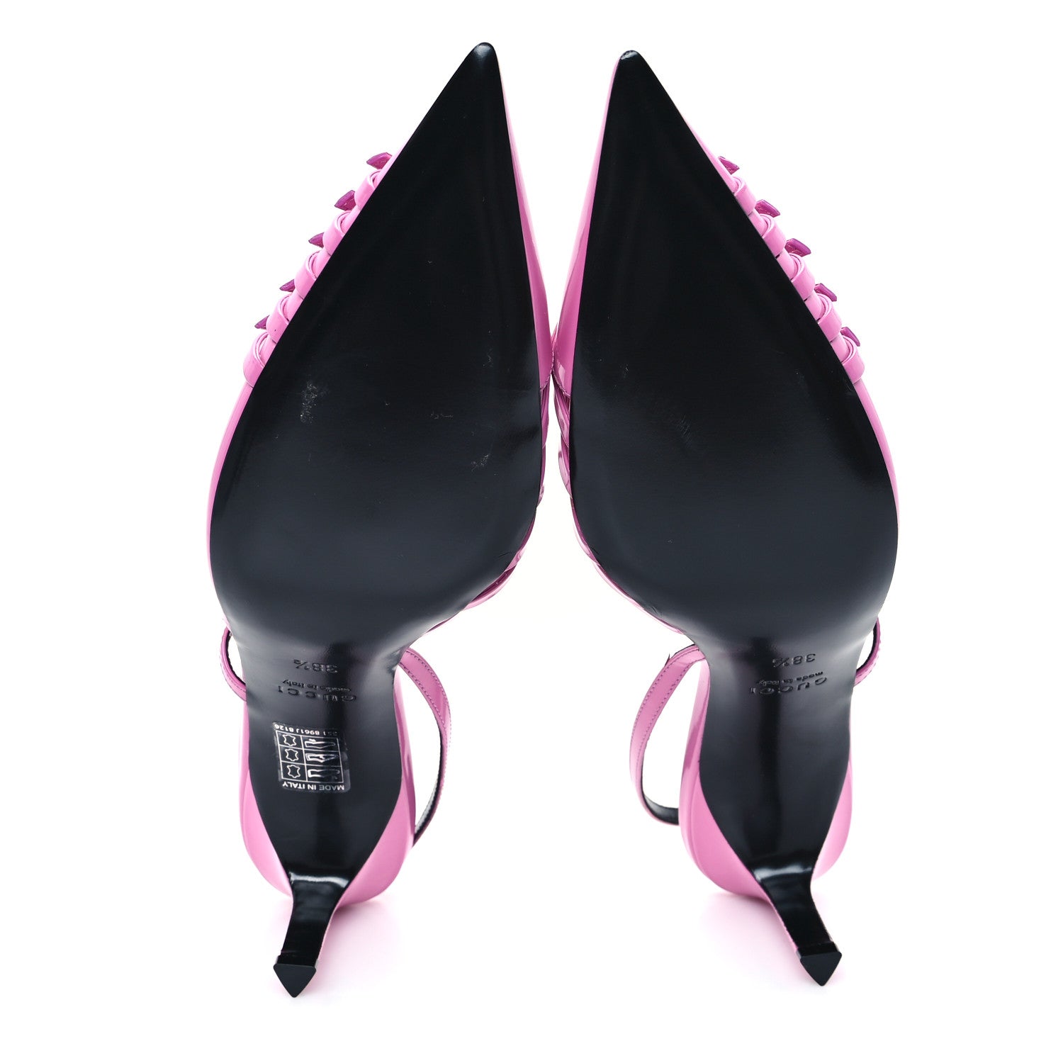 Gucci Patent Regent Calfskin Walma 65 Buckle Slingback Pumps 38.5 Libre Pink 6 of 10