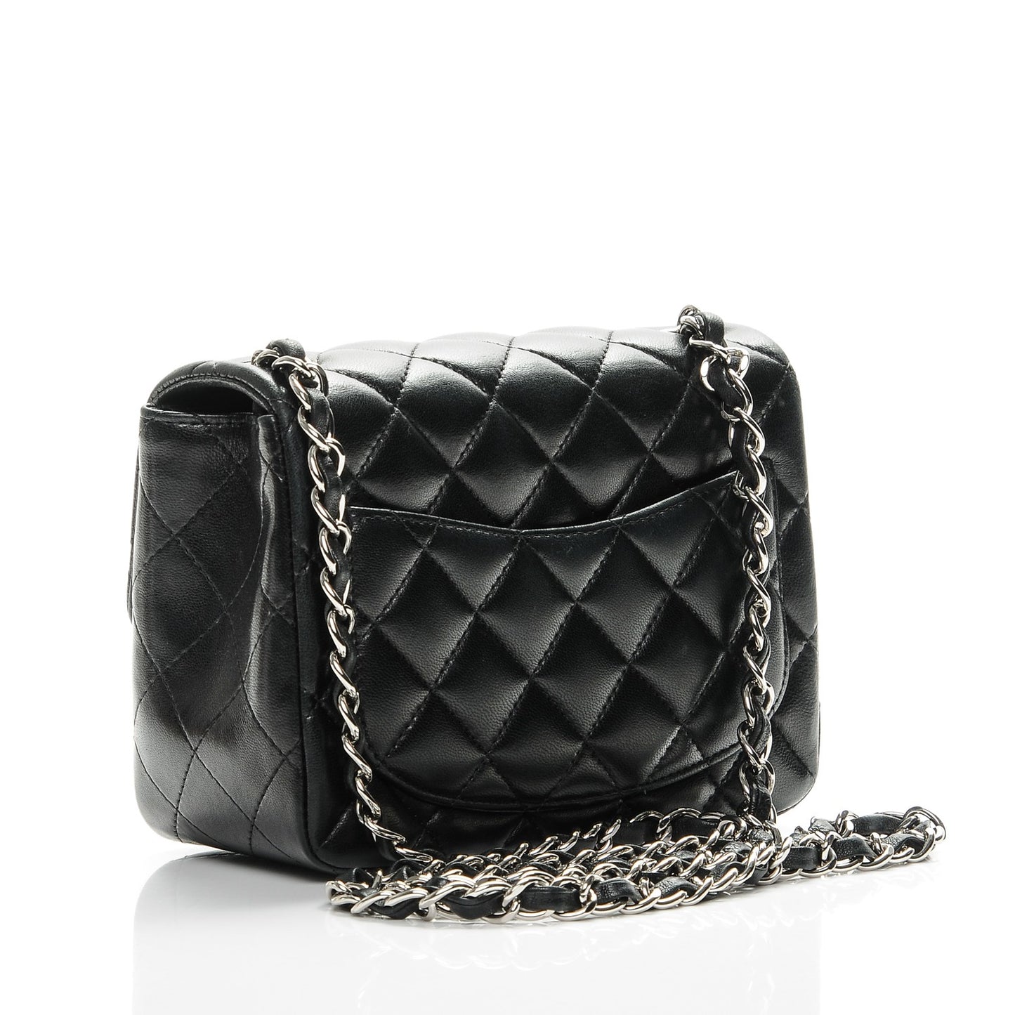 Lambskin Quilted Mini Square Flap Black