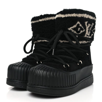 Louis Vuitton Suede Shearling Polar Flat Half Boots 38 Black 3 of 8