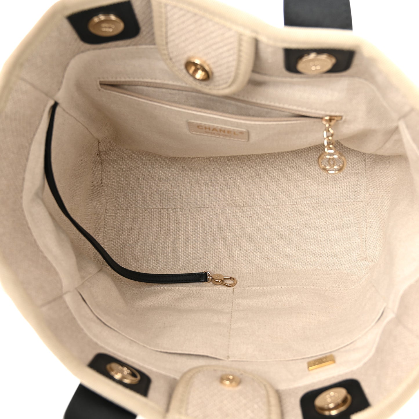 Mixed Fibers Small Deauville Tote Beige Black