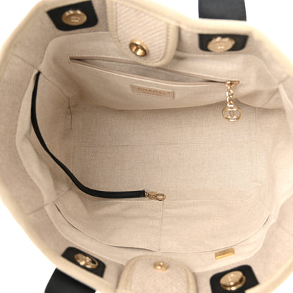 Chanel Mixed Fibers Small Deauville Tote Beige Black 6 of 11