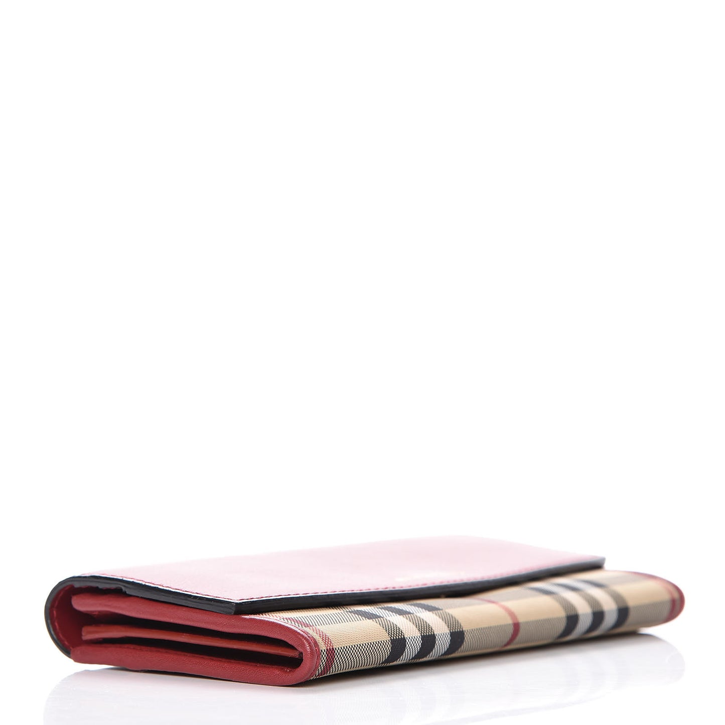 Calfskin House Check Continental Wallet Red