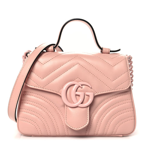 Calfskin Matelasse Monochrome GG Marmont Top Handle Shoulder Bag Perfect Pink
