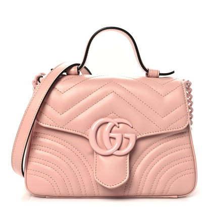 Gucci Calfskin Matelasse Monochrome GG Marmont Top Handle Shoulder Bag Perfect Pink 1 of 11