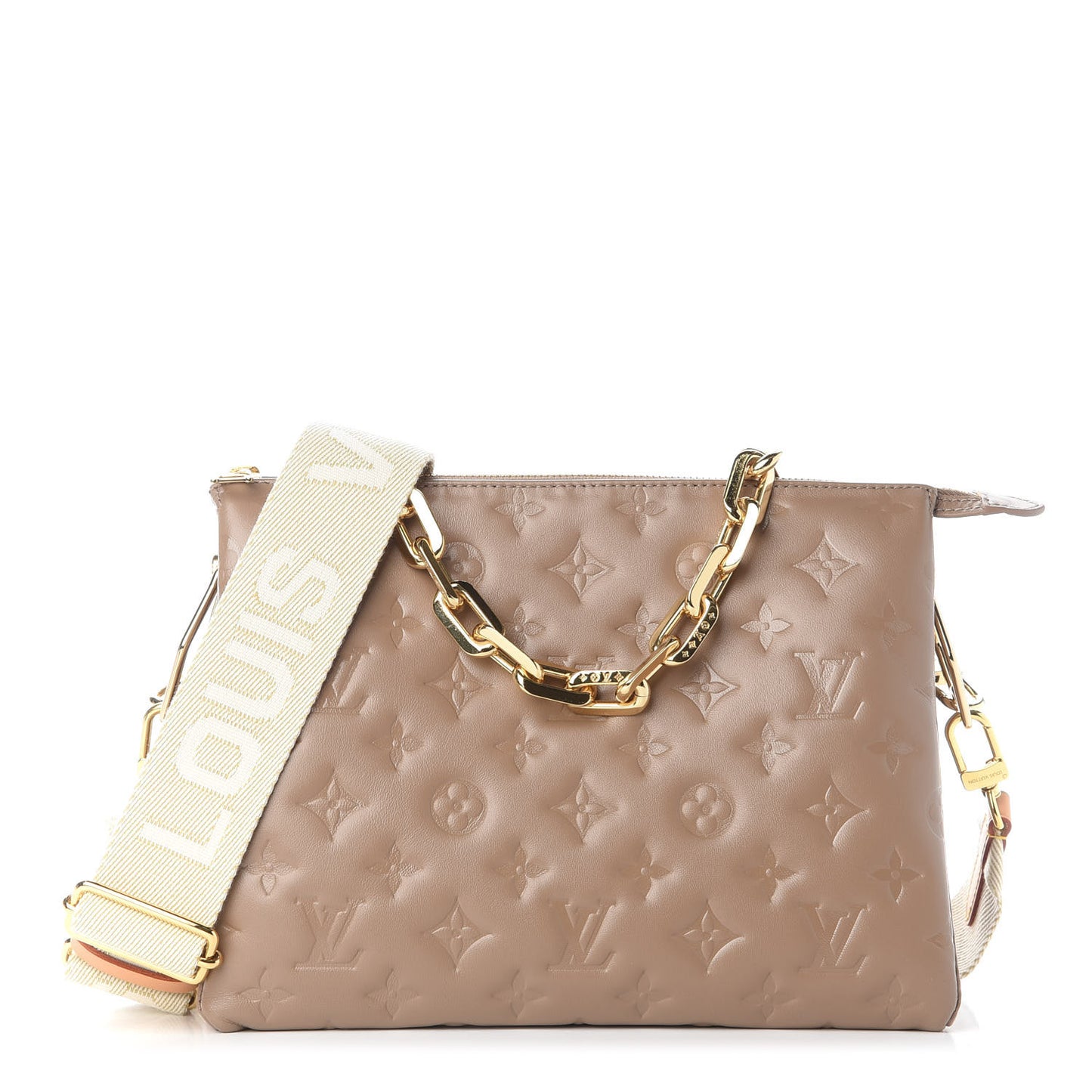Lambskin Embossed Monogram Coussin PM Taupe