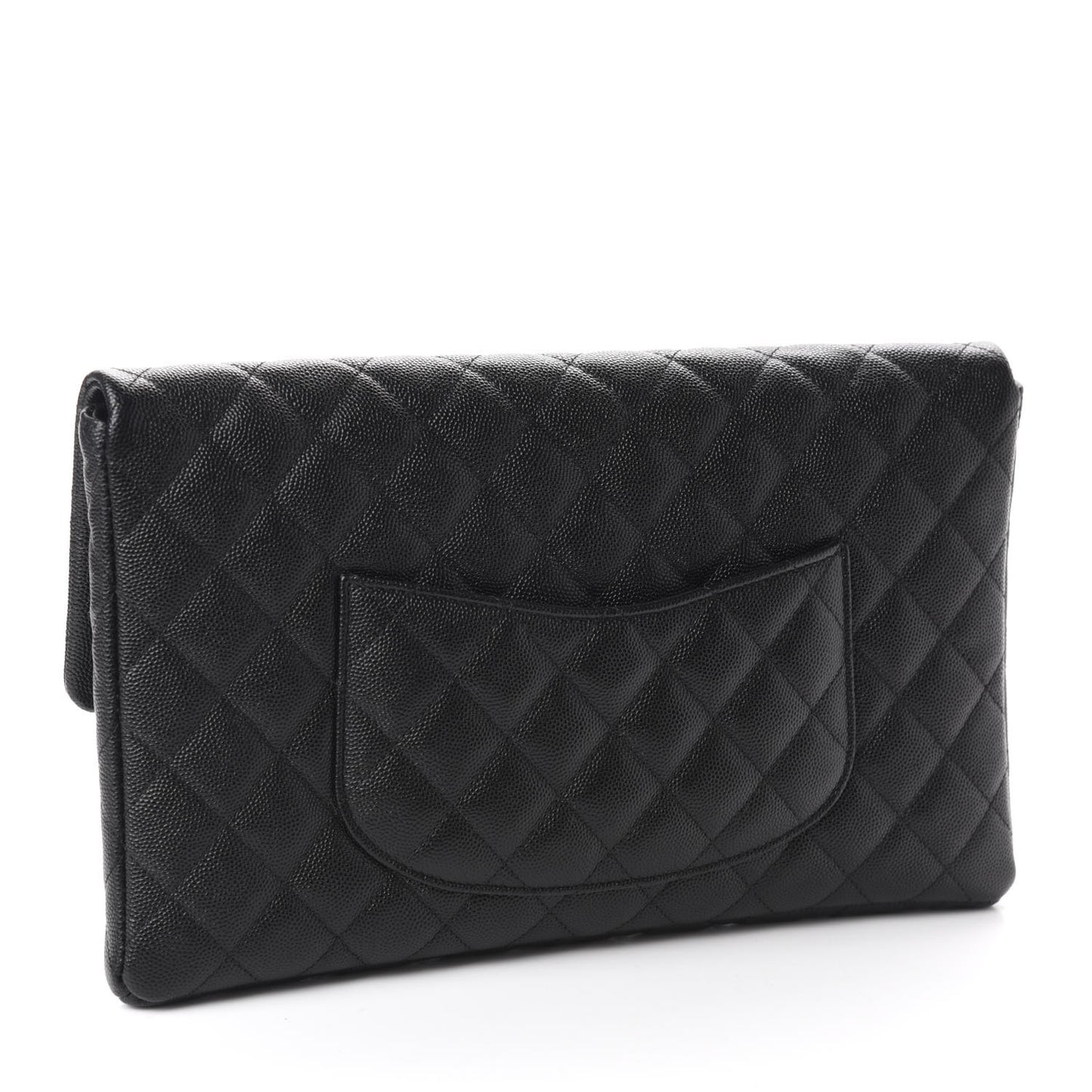 Caviar Quilted Flap Clutch Black