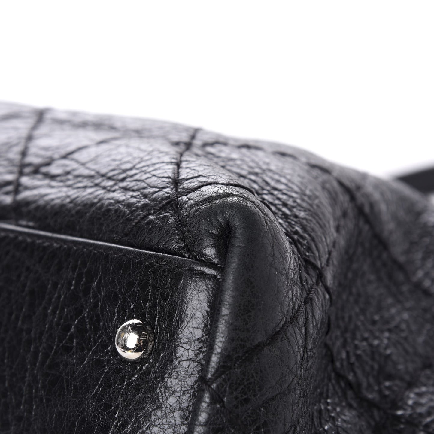 Glazed Calfskin Large On The Road Tote Black