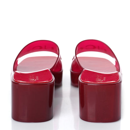 Gucci Rubber Gucci Logo Womens Platform 20/60mm Slide Sandals 39 Transparent Hibiscus Red 5 of 9