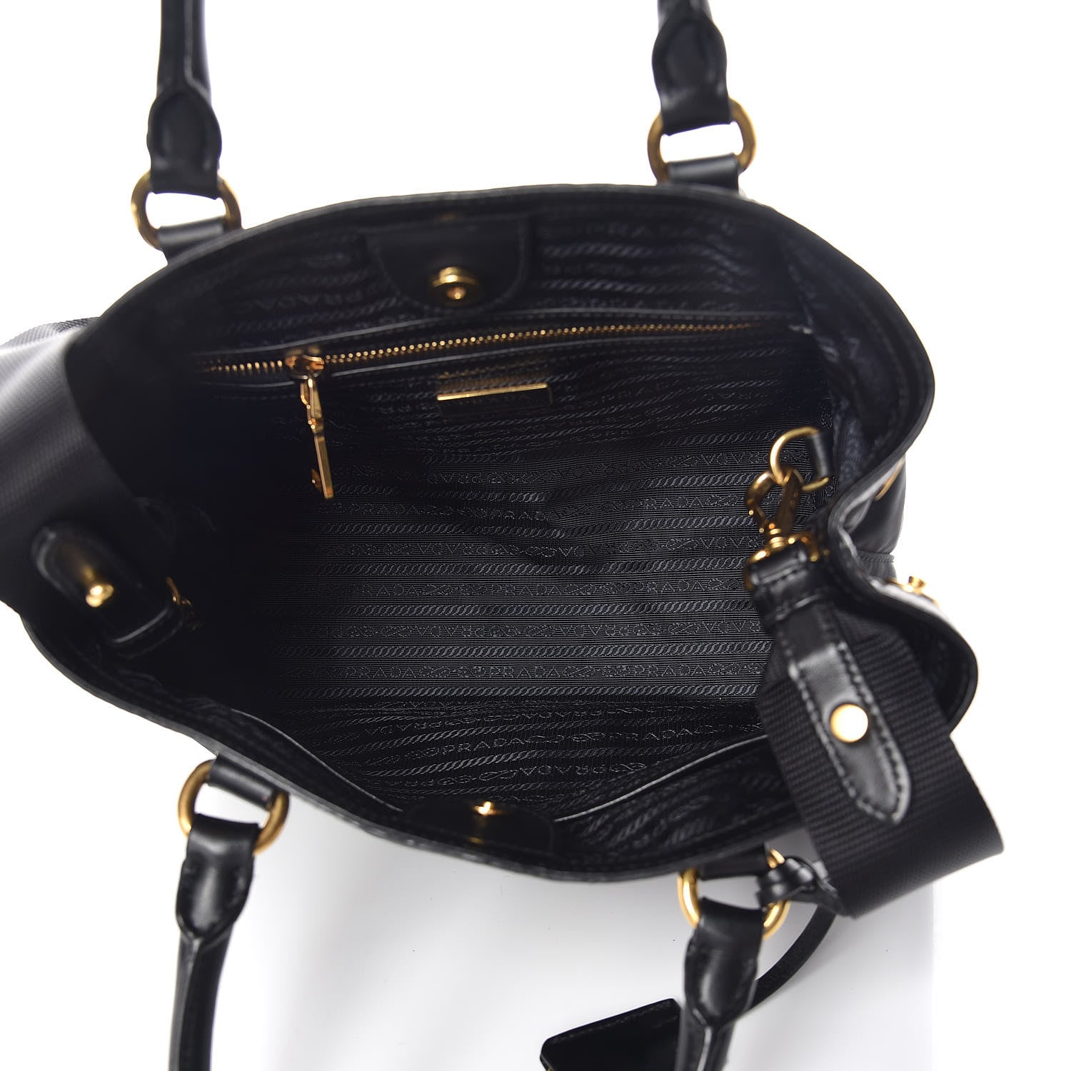 Prada Tessuto Nylon Soft Calf Tote Black 8 of 11