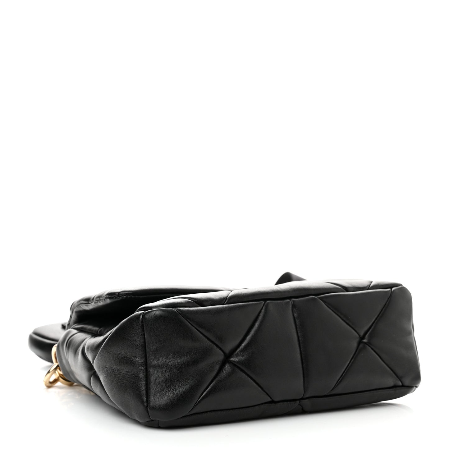 Nappa Re-Nylon Triangle Quilted Patchwork System Flap Shoulder Bag Black