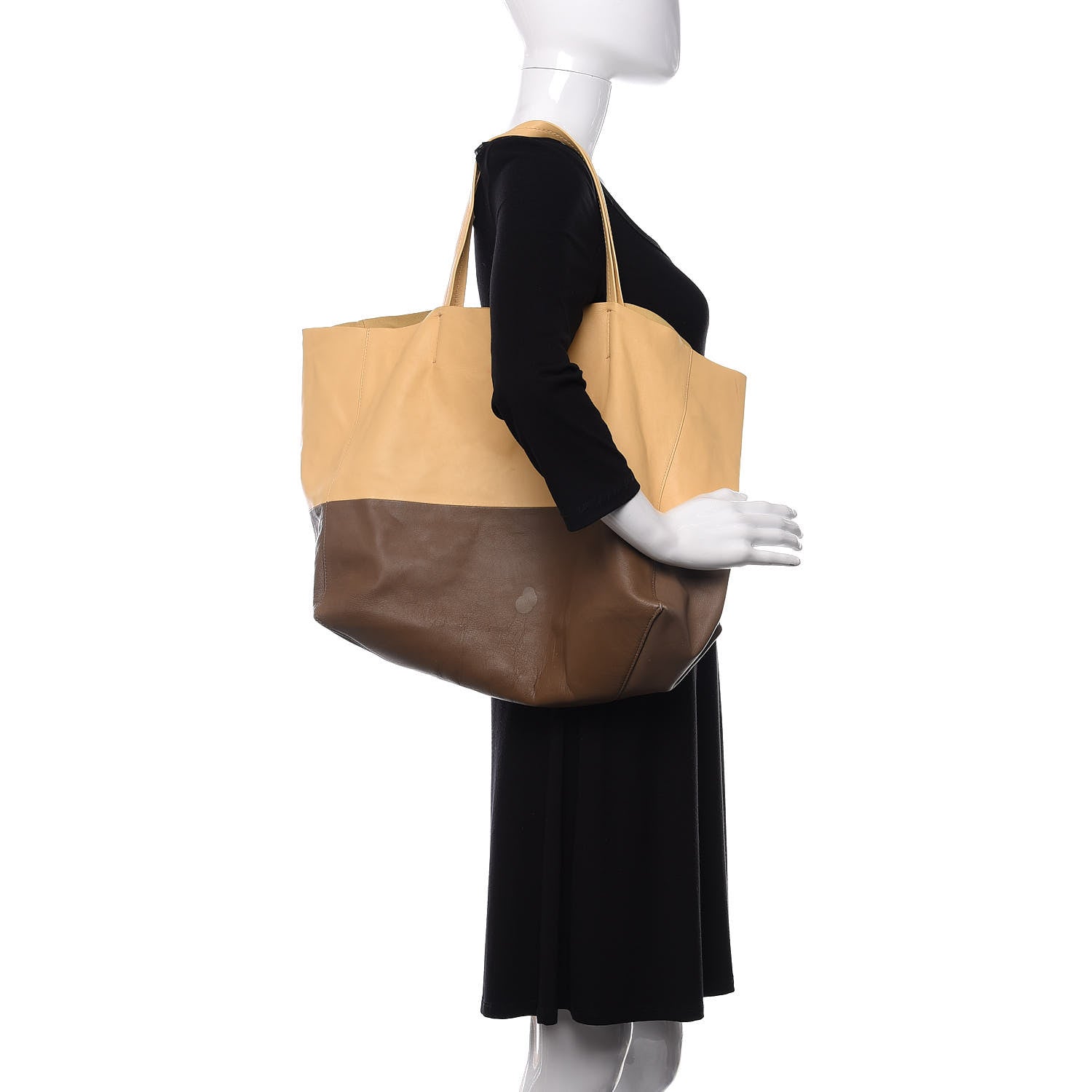 Celine Lambskin Horizontal Bi-Color Cabas Butter 2 of 11