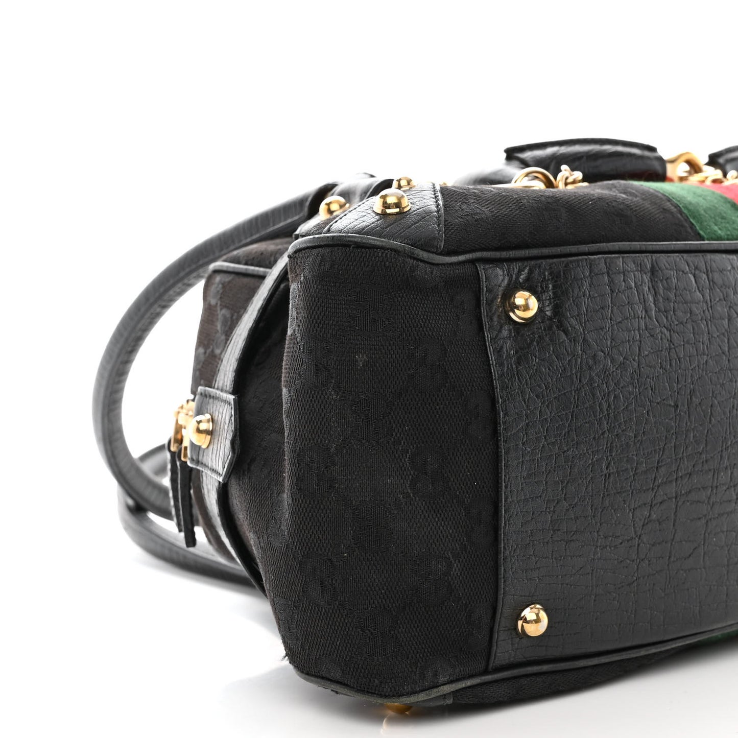 Monogram Web Large Horsebit Satchel Chain Black