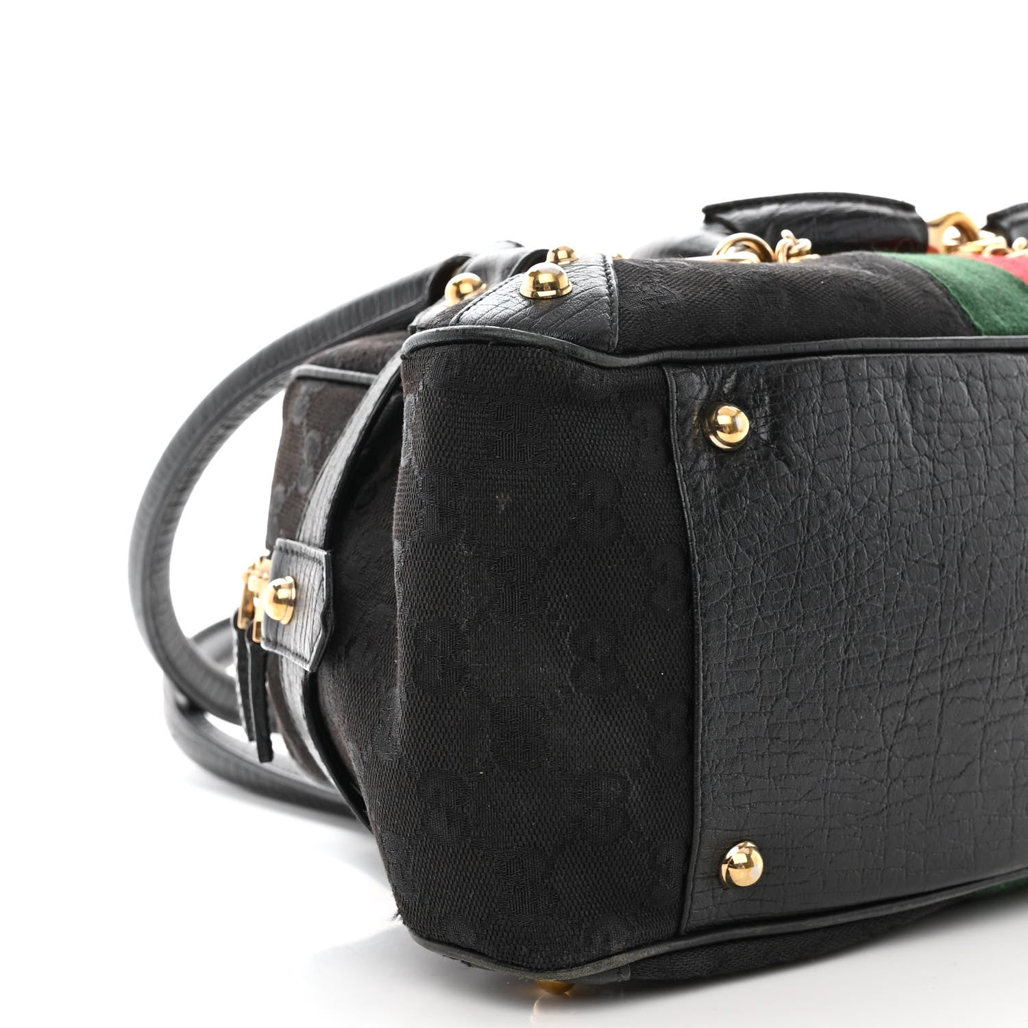 Gucci Monogram Web Large Horsebit Satchel Chain Black 9 of 13